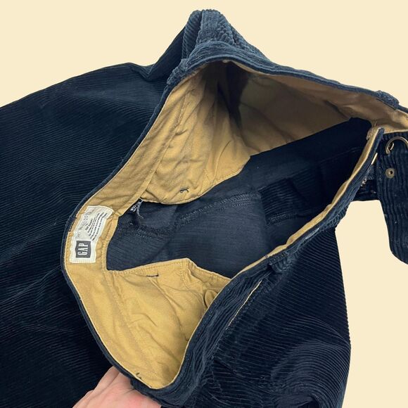 2000s GAP corduroy 33x34 pants, vintage Y2K black straight leg mens trousers - Picture 7 of 8